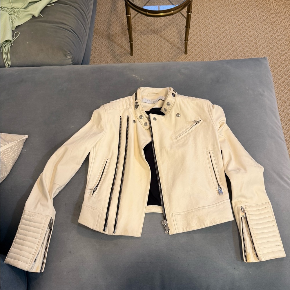 IRO Cream Leather Biker Jacket